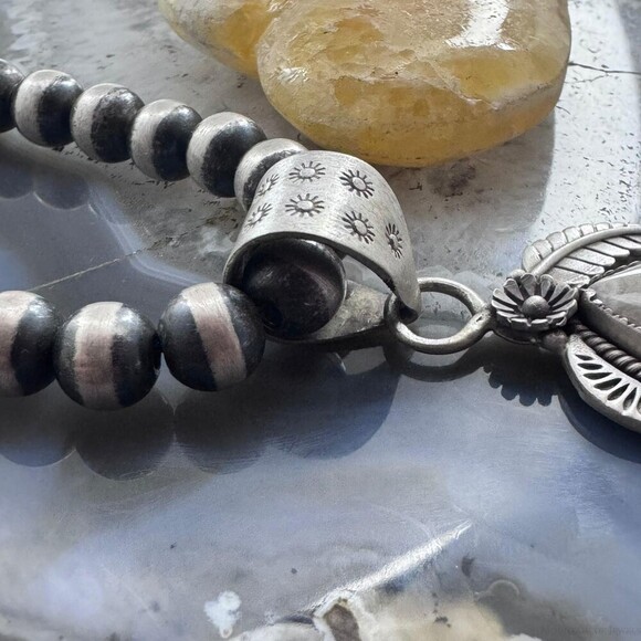 Sterling Silver Southwestern Style Teardrop Bumblebee Jasper Decorated Pendant - Picture 3 of 10